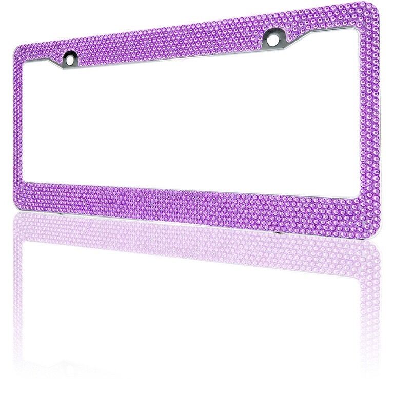 Purple Crystal Rhinestones License Plate Frame 7 rows Special Bling Offer