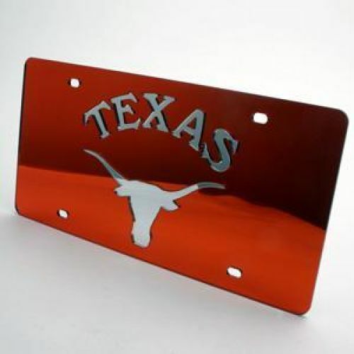 NCAA Texas Longhorns Inlaid Acrylic Laser Cut License Plate - Orange Mirror Background