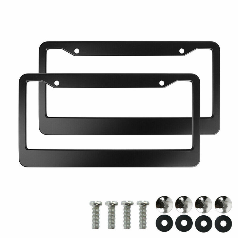 2PCS Chrome 304 Stainless Steel/Plastic License Plate Frame Cover Screw Caps