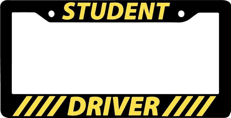 STUDENT DRIVER EDUCATION TEST DRIVING CAUTION Black License Plate Frame NEW