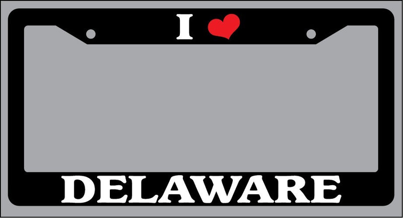Black License Plate Frame "I Heart Delaware" Auto Accessory Novelty  Mod-GRAPH9856236-1385