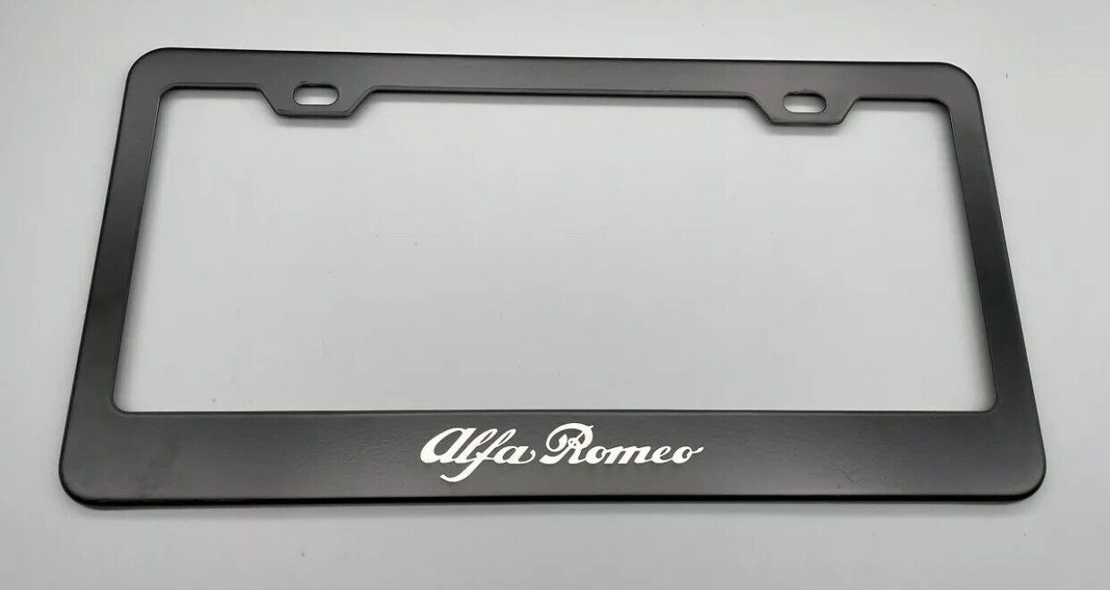 Alfa Romeo Black License Plate Frame Stainless Steel With Laser Engraved - Foto 2