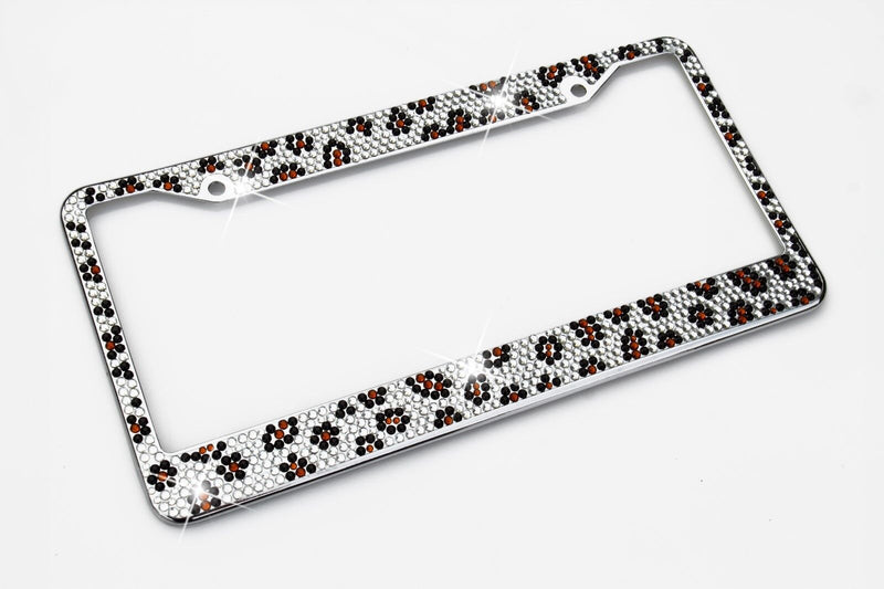 Bling Leopard Diamond License Plate Frame