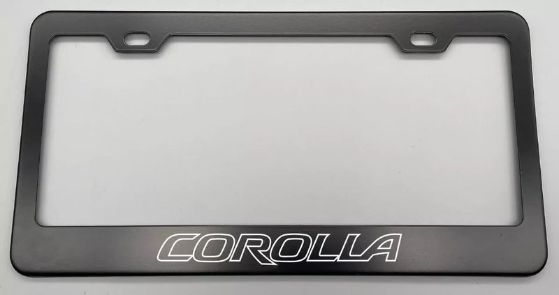 Laser Engraved Black License Plate Frame Stainless Steel fit Corolla