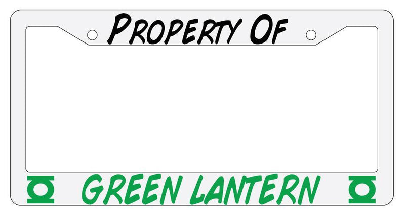 Property Of Green Lantern White Plastic License Plate Frame  Mod-GRAPH9856236-281