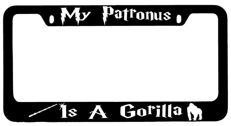 My Patronus Is A Gorilla Black METAL License Plate Frame Auto For Harry Potter  Mod-GRAPH9856236-9308