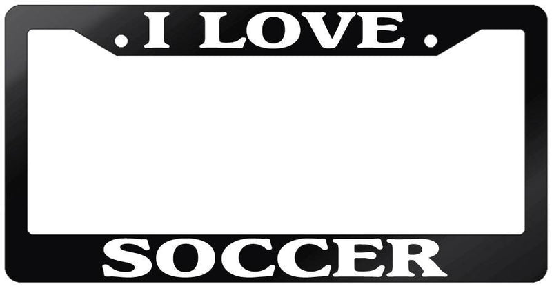 Glossy Black License Plate Frame I LOVE SOCCER Auto Accessory  Mod-GRAPH9856236-7542