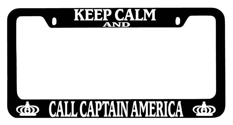 Black METAL License Plate Frame Keep Calm And Call Captain America Auto  Mod-GRAPH9856236-8698