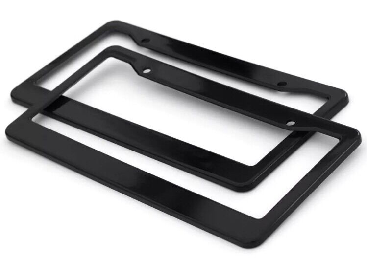 2pc Black Plastic License Plate Frame Cover for Car SUV Van Truck - D
