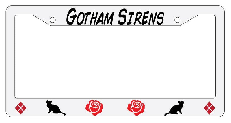 Gotham Sirens White Plastic License Plate Frame Auto  Mod-GRAPH9856236-296