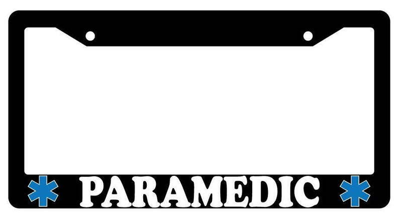 Paramedic Black Plastic License Plate Frame  Mod-GRAPH9856236-60