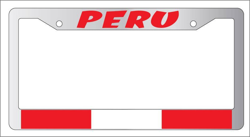 Chrome License Plate Frame PERU(RED) Auto Accessory 2509  Mod-GRAPH9856236-5252