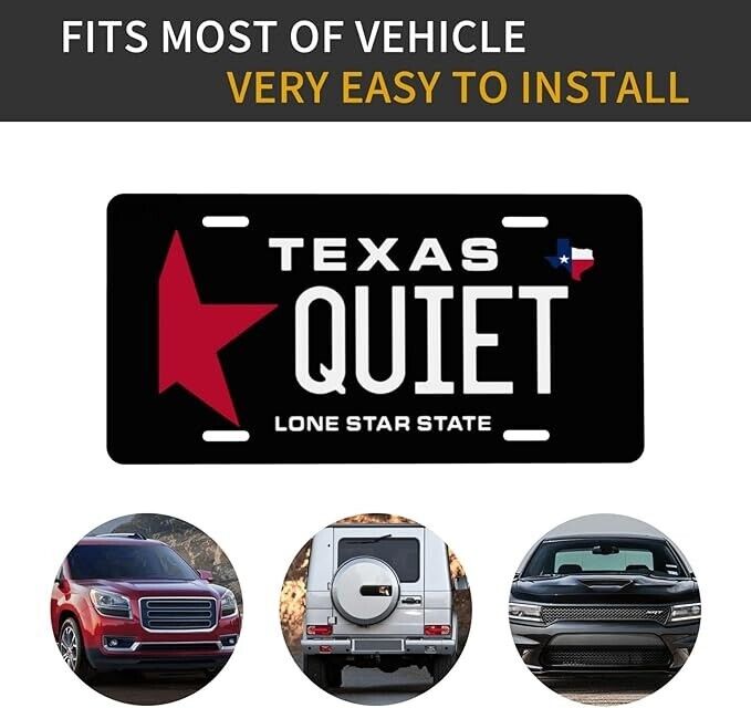 Quiet Texas License Plate including Hardware Made In USA