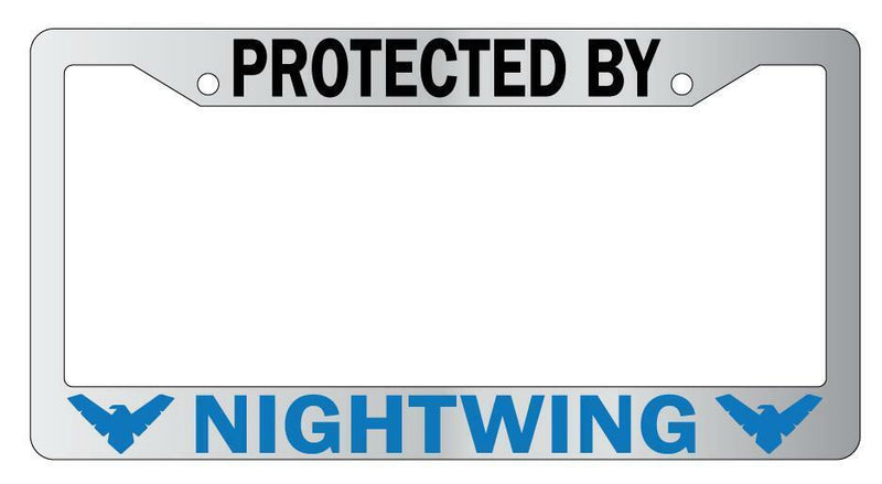 Protected By Nightwing Chrome License Plate Frame Auto DC  Mod-GRAPH9856236-5110