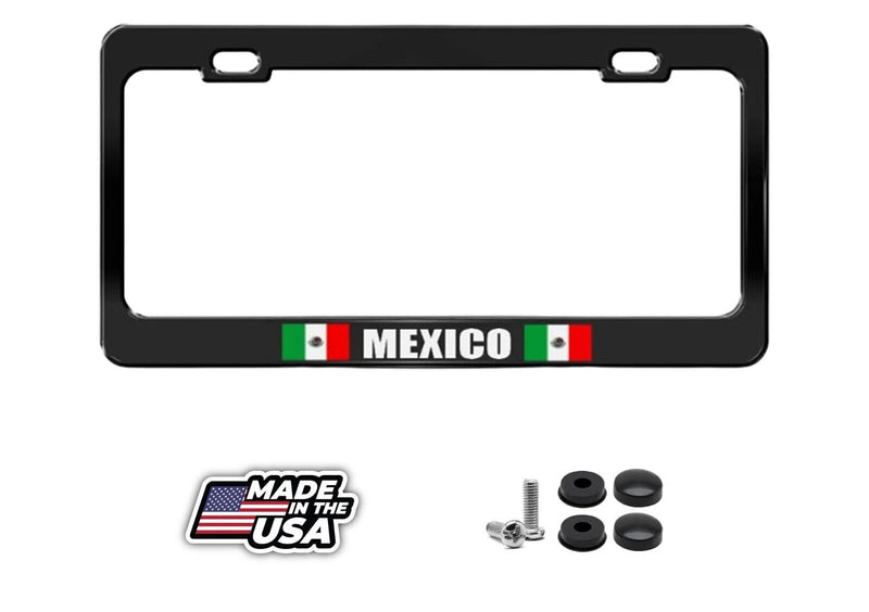 MEXICO COUNTRY FLAG BLACK Heavy Duty Steel License Plate Frame Border