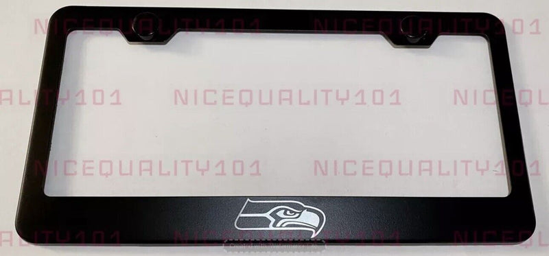 Seattle Seahawks Laser Engraved Etched Stainless Finished License Plate Frame