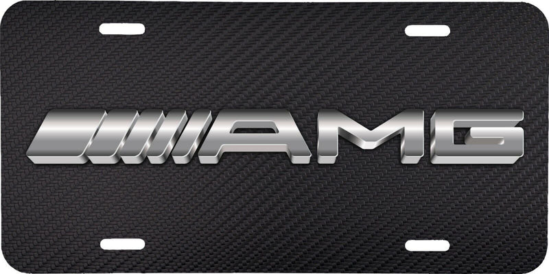 MERCEDES AMG LOGO CARBON FIBER LOOK VEHICLE LICENSE PLATE AUTO CAR FRONT TAG