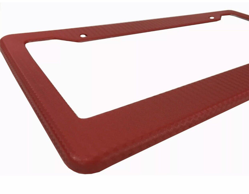 New Red Plastic Carbon Fiber Style Car Truck License Plate Frame Front or Rear