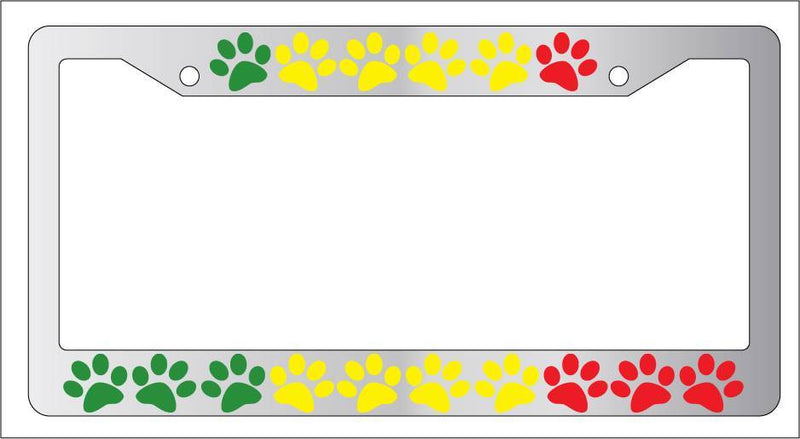 Chrome License Plate Frame PUPPY FEET (RASTA) Auto Accessory  Mod-GRAPH9856236-5223