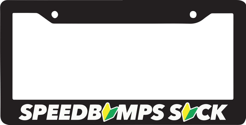 SPEEDBUMPS SUCK LOWERED WAKABA JDM DRIFT TUNER NOS Black License Plate Frame NEW