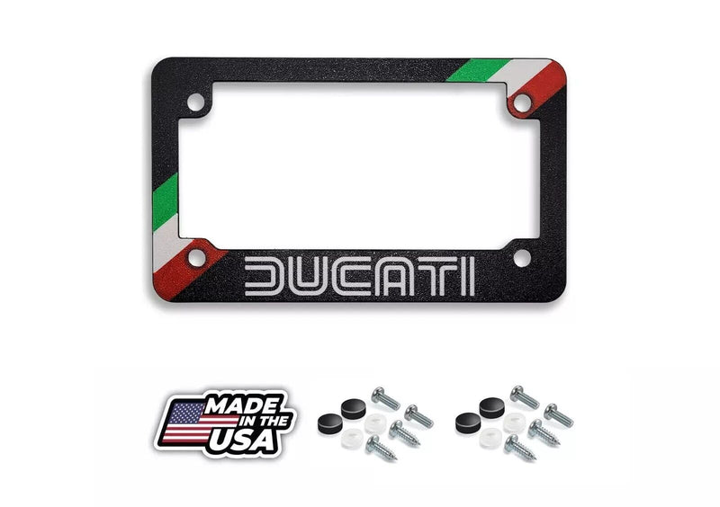For Ducati Motorcycles Retro Textured Flag License Plate Frame (WHITE)
