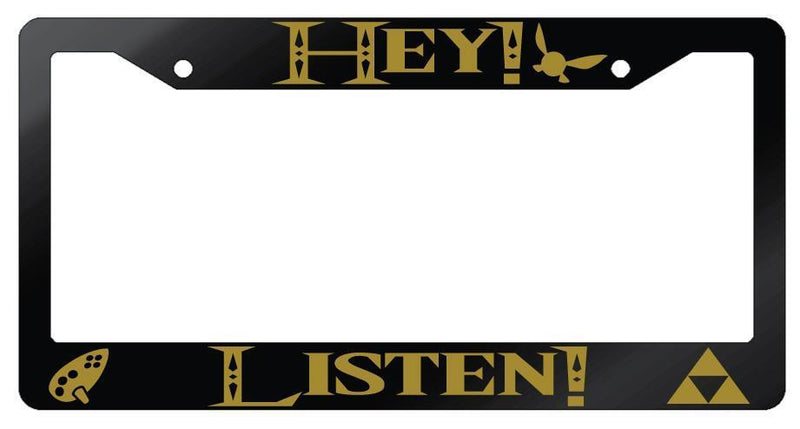 Hey! Listen! Glossy Black License Plate Frame Legend Of Zelda  Mod-GRAPH9856236-7402