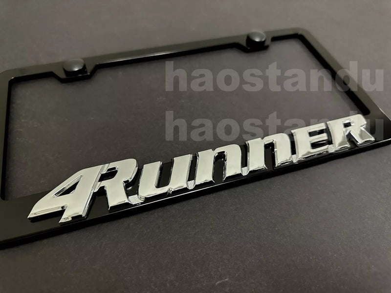 1x For 4Runner 3D Emblem BLACK Stainless License Plate Frame RUST FREE