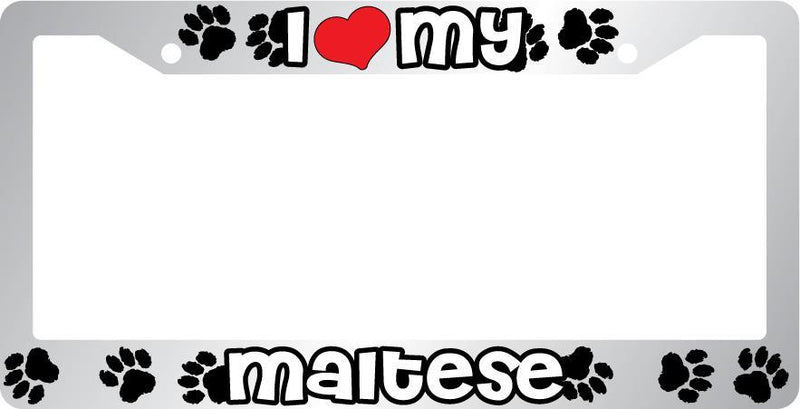 Chrome License Plate Frame I Heart My Maltese Auto Accessory Peticular  Mod-GRAPH9856236-6617