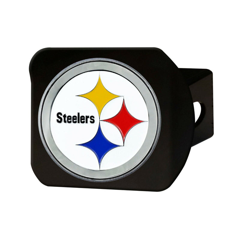 NFL Pittsburgh Steelers 3D Color on Black Metal Hitch Cover