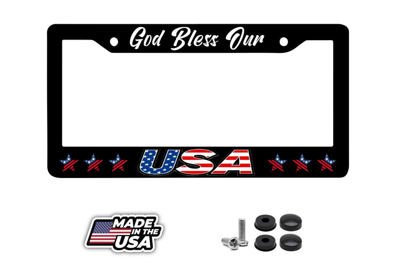 God Bless USA America Pro American Flag Freedom Patriot License Plate Frame