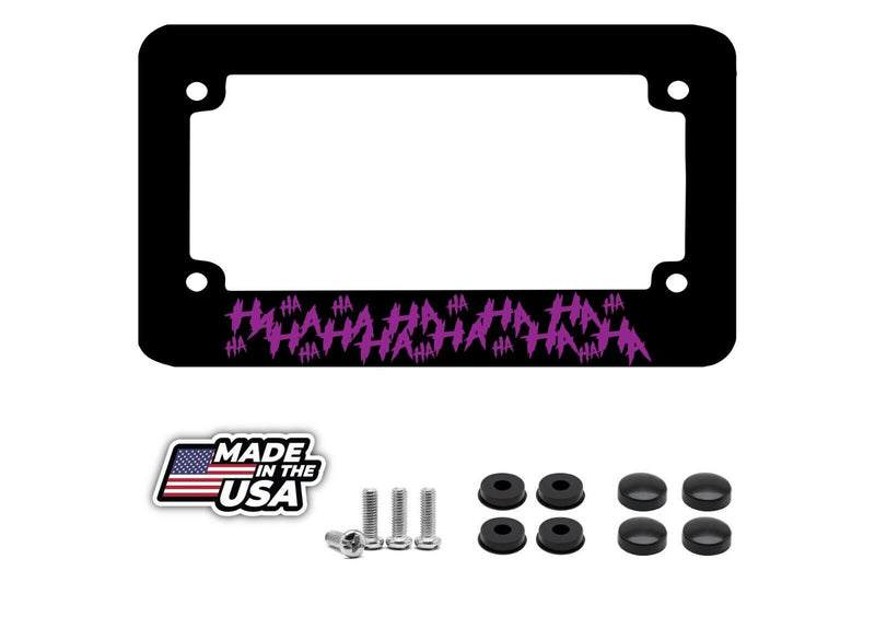 Hahahaha Joker Motorcycle License Plate Frame Purple