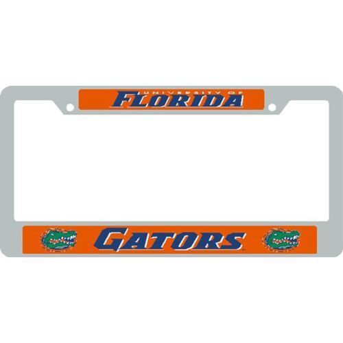 NCAA Florida Gators Metal License Plate Frame W/domed Insert - Orange Background