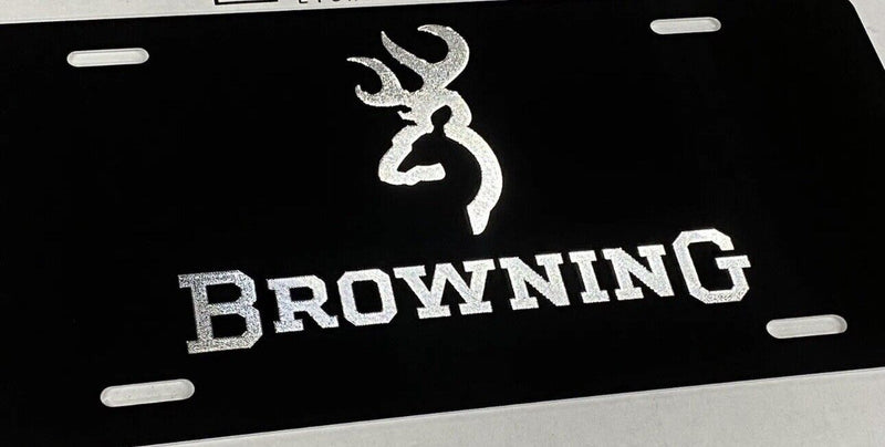 Engraved BROWNING Car Tag Diamond Etched Aluminum Vanity Front License Plate