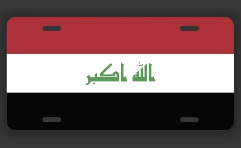 Iraq Flag License Plate Tag Vanity Front Aluminum 6 Inches By 12 Inches
