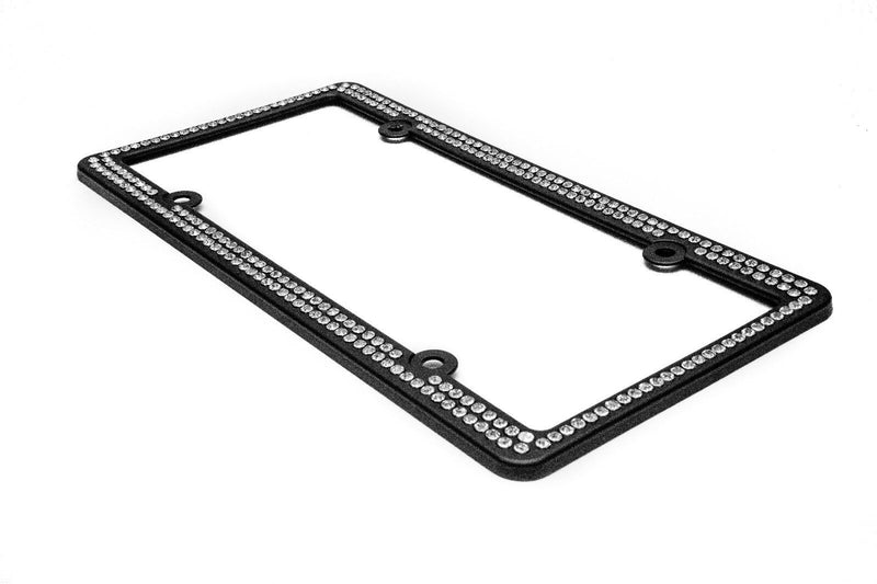 Swarovski Clear Crystal Bling license plate frame Inlay Black Frame+Screw Caps