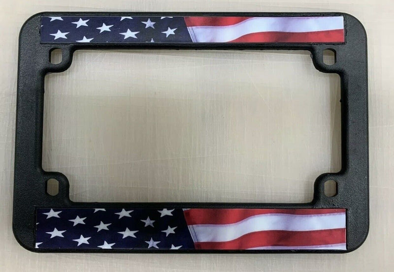 USA AMERICAN FLAG MOTORCYCLE PLASTIC LICENSE Plate Frame COVER / HOLDER NEW