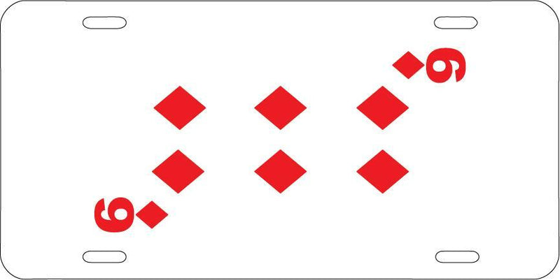 Six Of Diamonds White Vanity License Plate Mod-GRAPH9856236-7651