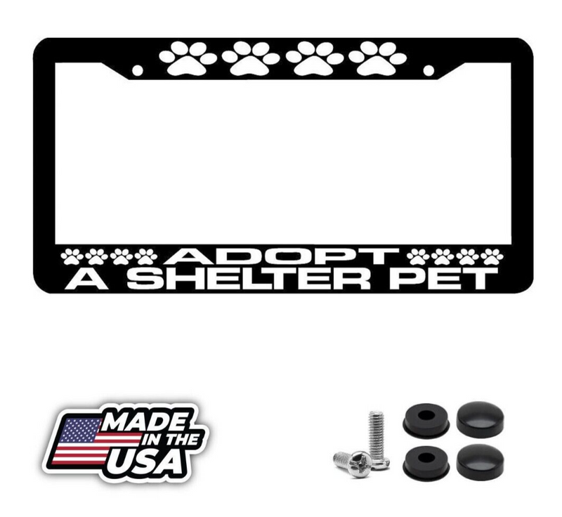 ADOPT A SHELTER PET PAWS dog cat License Plate Frame