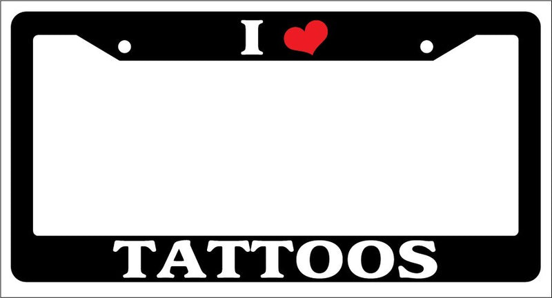 Black License Plate Frame "I Heart Tattoos" Auto Accessory Novelty  Mod-GRAPH9856236-2563