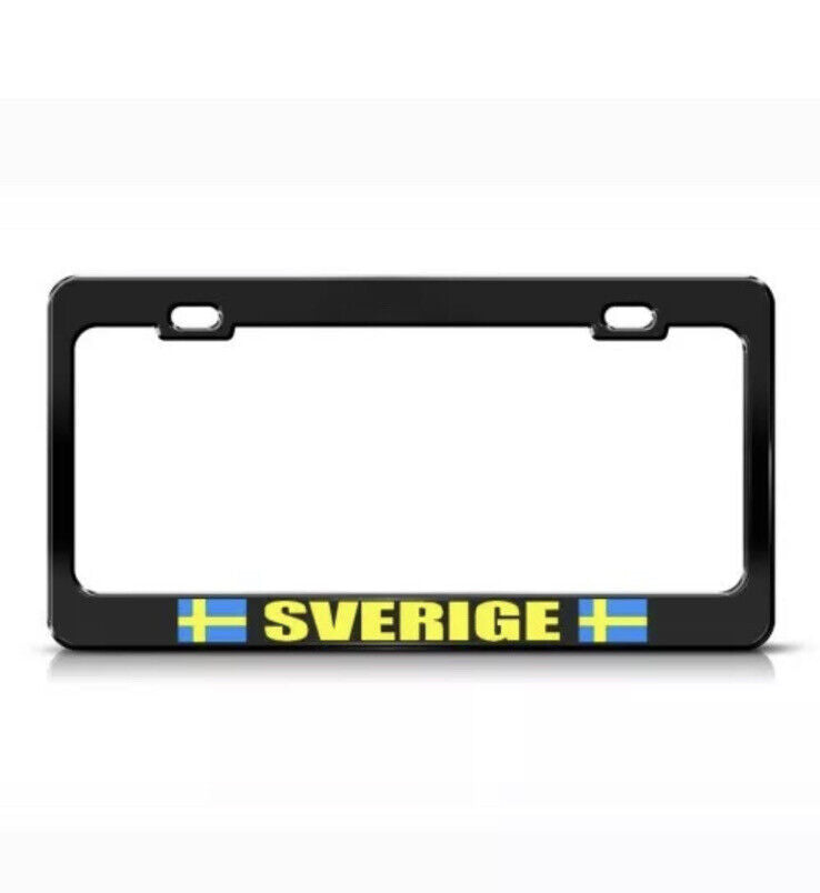 SWEDEN SVERIGE Metal License Plate Frame Holder Two Holes