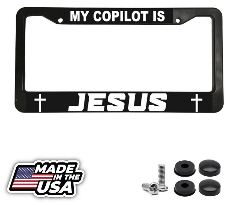 My Copilot Is Jesus God Holy Bible Church Faith Christ Car License Plate Frame