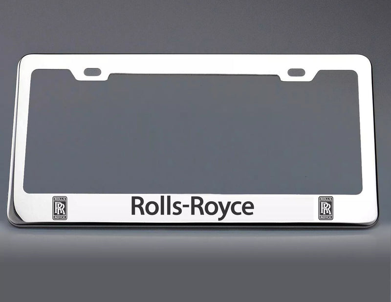 Rolls-Royce Rear Stainless Steel License Plate Frame, Silver, Road Legal, Car, Laser Engraved