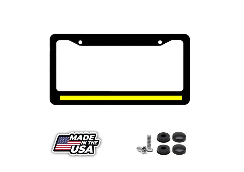 Support Dispatcher Police License Plate Frame Yellow Line Emergency