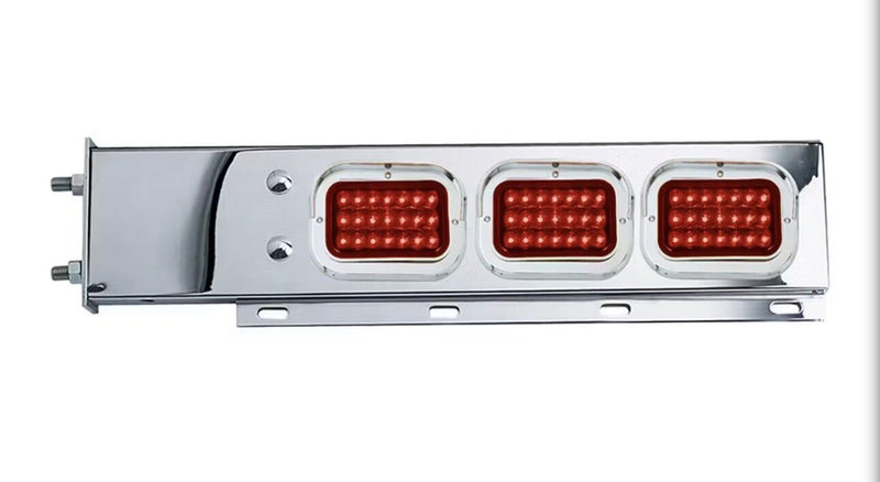 Stainless Mud Flap Hanger red Rectangular LED Lights Spring Load 2-1/2" spacing