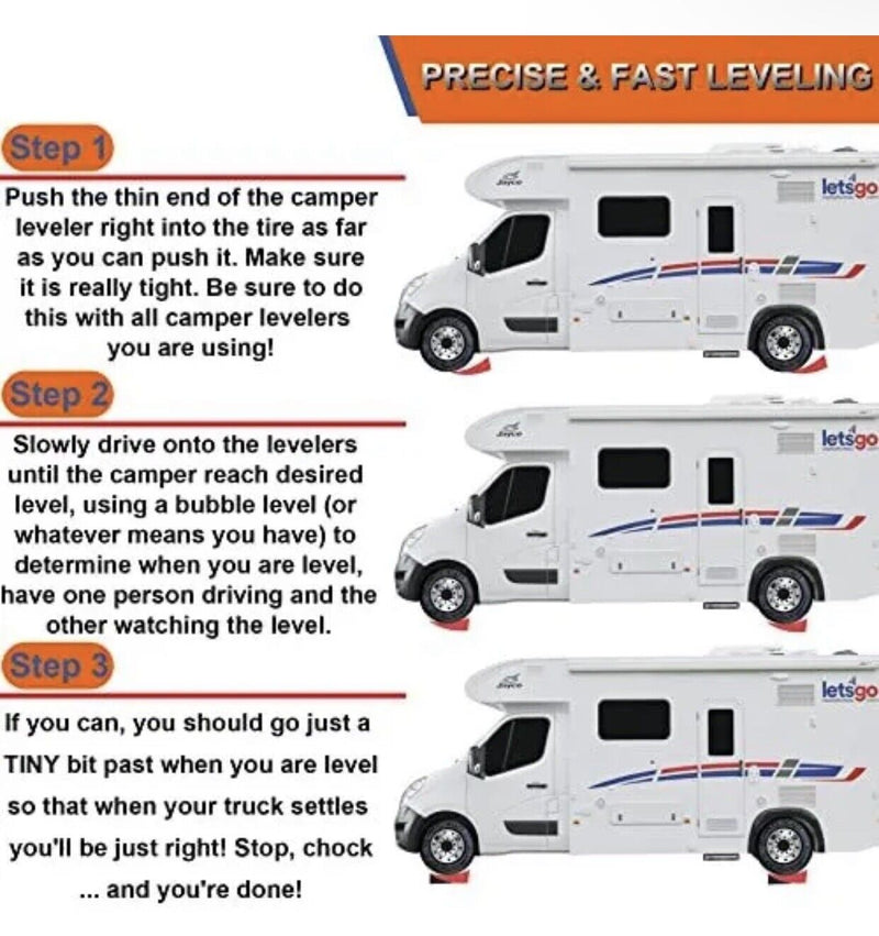 Camper Leveler RV Leveling Blocks Ramp Kit 2 Levelers 2 Chocks 2 Anti-Slip Mats