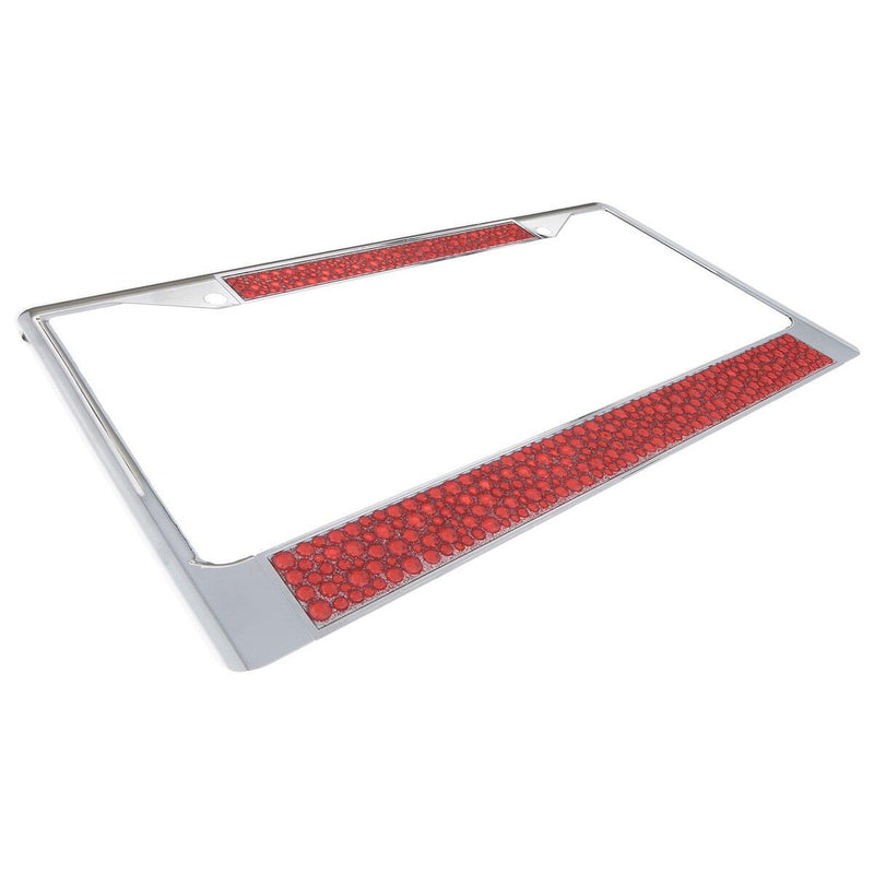 Premium Chrome Mix Red Bling Crystal Diamond License Plate Frame for Car-Truck