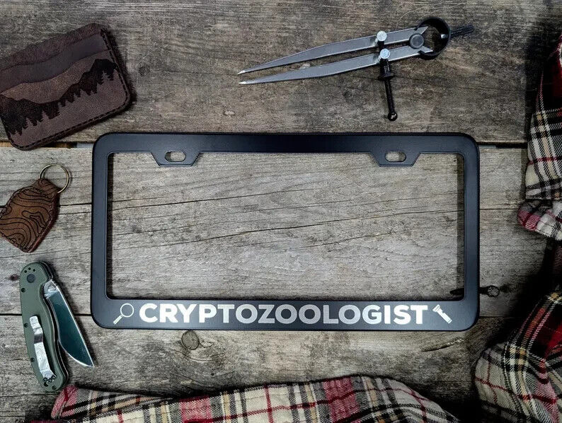 Cryptozoologist ; Cryptid ; NJ ; Exploration Engraved Black License Plate Frame