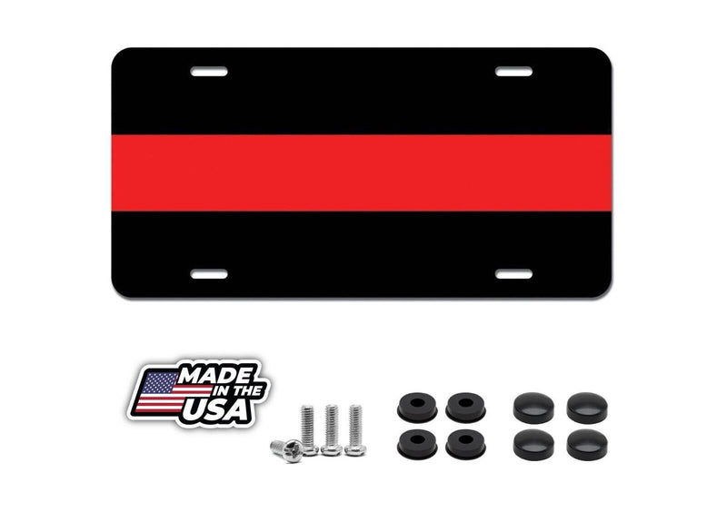 Thin Red Line Firefighters Firemen License Plate, Front, Vanity Tag