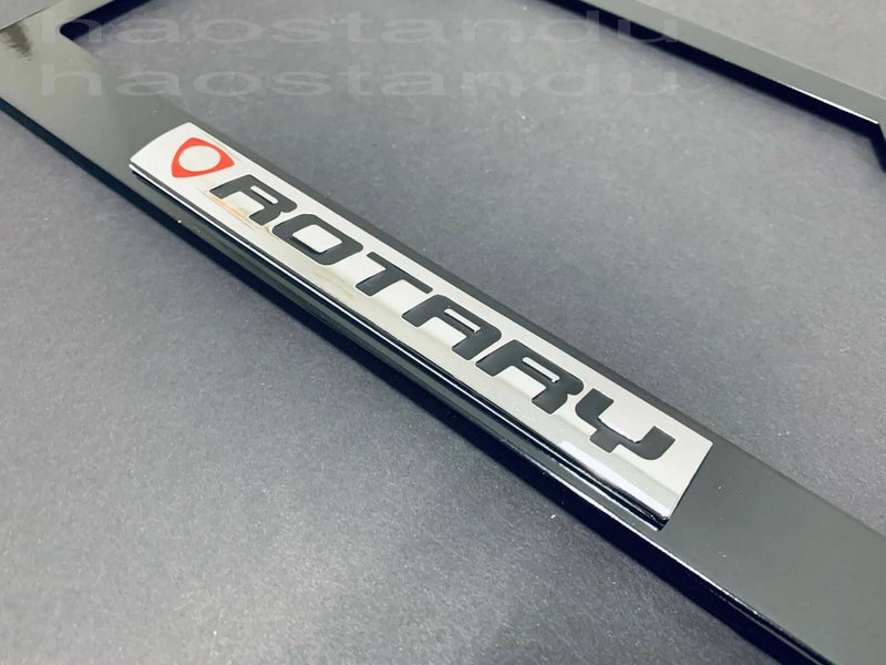 1x ROTARY 3D Emblem BLACK Stainless License Plate Frame RUST FREE -For RX-7 RX-8