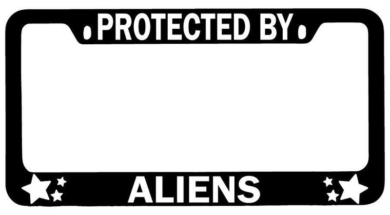 Protected By Aliens Black METAL License Plate Frame Auto  Mod-GRAPH9856236-7859